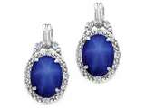 Tommaso Design™ Oval 8x6mm Created Star Sapphire and Diamond Earrings