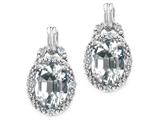 Tommaso Design™ Oval 8x6mm Genuine White Topaz and Diamond Earrings