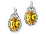 Tommaso Design™ Oval 8x6mm Genuine Yellow Sapphire and Diamond Earrings