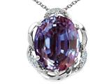 Tommaso Design™ Oval 12x10mm Simulated Alexandrite and Diamond Pendant