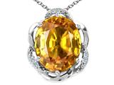 Tommaso Design™ Oval 12x10mm Genuine Citrine and Diamond Pendant