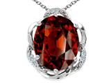 Tommaso Design™ Oval 12x10mm Genuine Garnet and Diamond Pendant