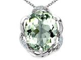 Tommaso Design™ Oval 12x10mm Genuine Green Amethyst and Diamond Pendant