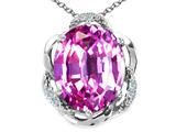 Tommaso Design™ Oval 12x10mm Simulated Pink Tourmaline And Diamond Pendant