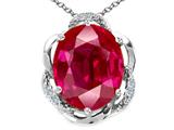 Tommaso Design™ Oval 12x10mm Created Ruby and Diamond Pendant