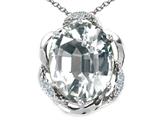Tommaso Design™ Oval 12x10mm Genuine White Topaz and Diamond Pendant