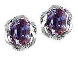Tommaso Design™ Oval 8x6mm Simulated Alexandrite and Diamond Earrings