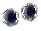Tommaso Design™ Oval 8x6mm Genuine Black Sapphire and Diamond Earrings