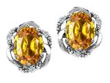 Tommaso Design™ Oval 8x6mm Genuine Citrine and Diamond Earrings