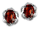 Tommaso Design™ Oval 8x6mm Genuine Garnet and Diamond Earrings
