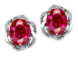 Tommaso Design™ Oval 8x6mm Created Ruby and Diamond Earrings