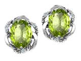 Tommaso Design™ Oval 8x6mm Genuine Peridot and Diamond Earrings
