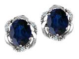 Tommaso Design™ Oval 8x6mm Genuine Sapphire and Diamond Earrings