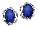 Tommaso Design™ Oval 8x6mm Created Star Sapphire and Diamond Earrings