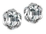 Tommaso Design™ Oval 8x6mm Genuine White Topaz and Diamond Earrings
