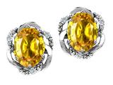 Tommaso Design™ Oval 8x6mm Genuine Yellow Sapphire and Diamond Earrings