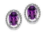 Tommaso Design™ Oval 8x6mm Genuine Amethyst and Diamond Earrings