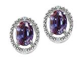 Tommaso Design™ Oval 8x6mm Simulated Alexandrite and Diamond Earrings
