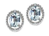 Tommaso Design™ Oval 8x6mm Genuine Aquamarine and Diamond Earrings