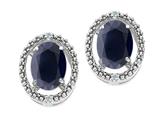 Tommaso Design™ Oval 8x6mm Genuine Black Sapphire and Diamond Earrings