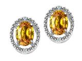 Tommaso Design™ Oval 8x6mm Genuine Citrine and Diamond Earrings