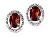 Tommaso Design™ Oval 8x6mm Genuine Garnet and Diamond Earrings