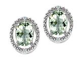 Tommaso Design™ Oval 8x6mm Genuine Green Amethyst and Diamond Earrings