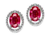 Tommaso Design™ Oval 8x6mm Created Ruby and Diamond Earrings
