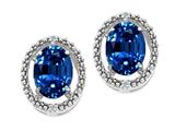 Tommaso Design™ Oval 8x6mm Created Sapphire and Diamond Earrings