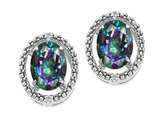 Tommaso Design™ Oval 8x6mm Rainbow Mystic Topaz and Diamond Earrings