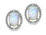 Tommaso Design™ Oval 8x6mm Genuine Opal and Diamond Earrings