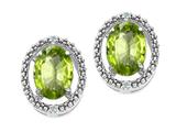 Tommaso Design™ Oval 8x6mm Genuine Peridot and Diamond Earrings