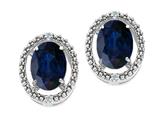 Tommaso Design™ Oval 8x6mm Genuine Sapphire and Diamond Earrings