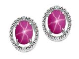 Tommaso Design™ Oval 8x6mm Created Star Ruby and Diamond Earrings