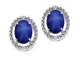 Tommaso Design™ Oval 8x6mm Created Star Sapphire and Diamond Earrings