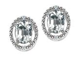 Tommaso Design™ Oval 8x6mm Genuine White Topaz and Diamond Earrings