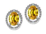 Tommaso Design™ Oval 8x6mm Genuine Yellow Sapphire and Diamond Earrings