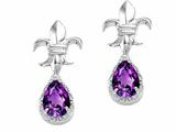 Tommaso Design™ Pear Shape 7x5mm Genuine Amethyst and Diamond Earrings