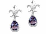 Tommaso Design™ Pear Shape 7x5mm Simulated Alexandrite and Diamond Earrings