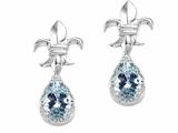 Tommaso Design™ Pear Shape 7x5mm Genuine Aquamarine and Diamond Earrings