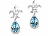 Tommaso Design™ Pear Shape 7x5mm Genuine Blue Topaz and Diamond Earrings