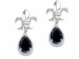 Tommaso Design™ Pear Shape 7x5mm Genuine Black Sapphire and Diamond Earrings