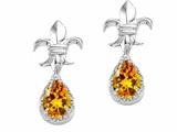 Tommaso Design™ Pear Shape 7x5mm Genuine Citrine and Diamond Earrings