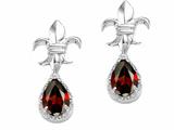 Tommaso Design™ Pear Shape 7x5mm Genuine Garnet and Diamond Earrings