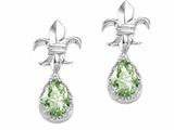 Tommaso Design™ Pear Shape 7x5mm Genuine Green Amethyst and Diamond Earrings