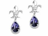 Tommaso Design™ Pear Shape 7x5mm Genuine Iolite and Diamond Earrings