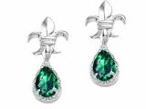 Tommaso Design™ Pear Shape 7x5mm Simulated Emerald And Diamond Earrings