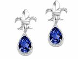 Tommaso Design™ Pear Shape 7x5mm Created Sapphire and Diamond Earrings