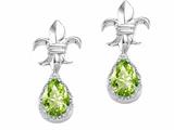 Tommaso Design™ Pear Shape 7x5mm Genuine Peridot and Diamond Earrings