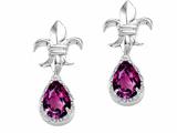 Tommaso Design™ Pear Shape 7x5mm Genuine Rhodolite and Diamond Earrings